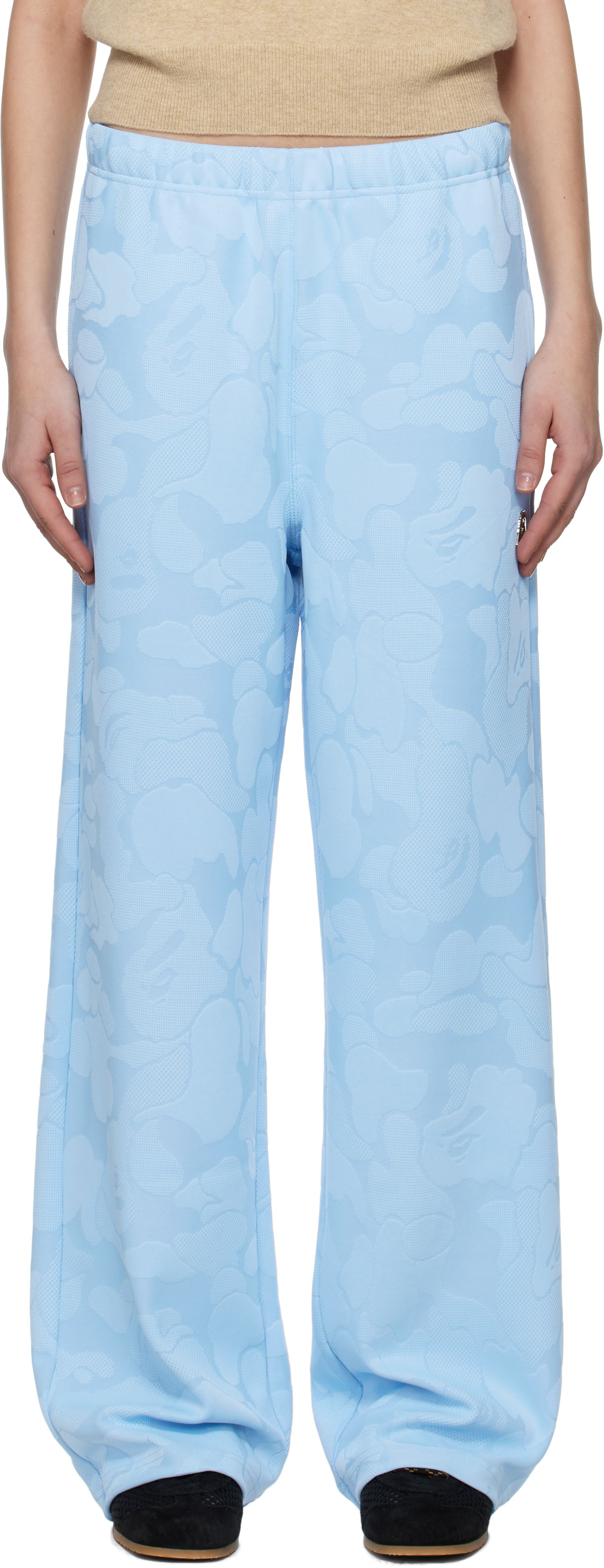 Tepláky BAPE A Bathing Ape Camo Jacquard One Point Wide Lounge Pants Modrá | 001PTL302005L, 0