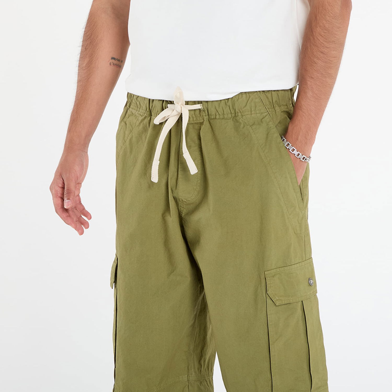 Cargo nohavice Palm Angels Palm Angels Curved Logo Cargo Pants Zelené | PMCF037F25FAB0015852, 1