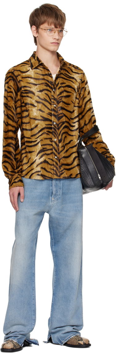 Košeľa Martine Rose Martine Rose Slim Fit Tiger Print Shirt Hnedá | 483WF06719, 3