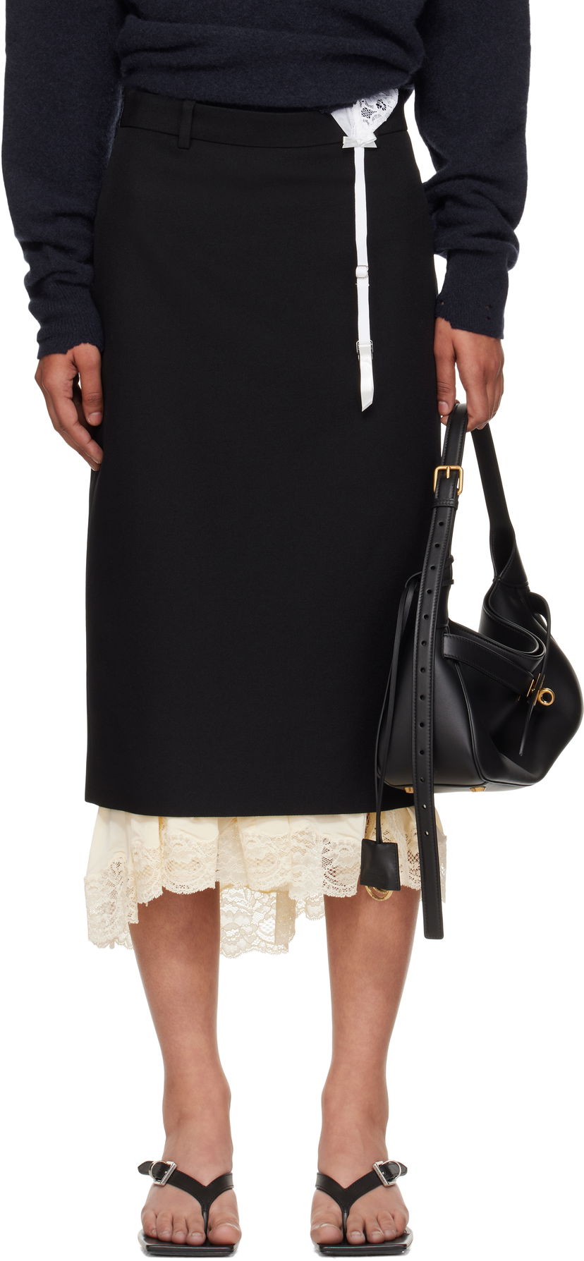Sukňa Balenciaga Balenciaga Lingerie Tailored Midi Skirt Čierna | 790575TMT32