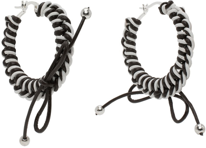 Náušnice Chopova Lowena Nimbus Mini Hoop Earrings with Leather Braid Čierna | 6510, 1