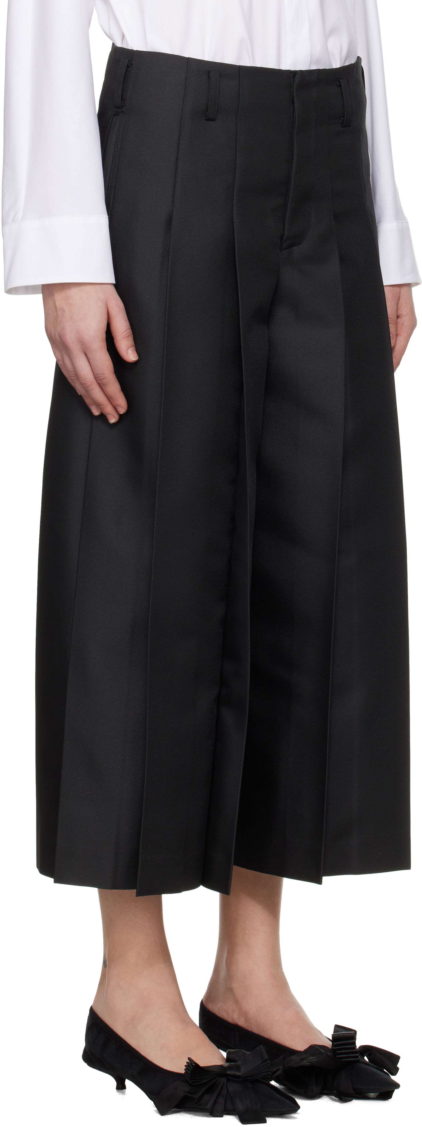 Nohavice Comme des Garçons Comme des Garçons Gabardine Pleated Cropped Trousers Čierna | GO-P009-S25, 1