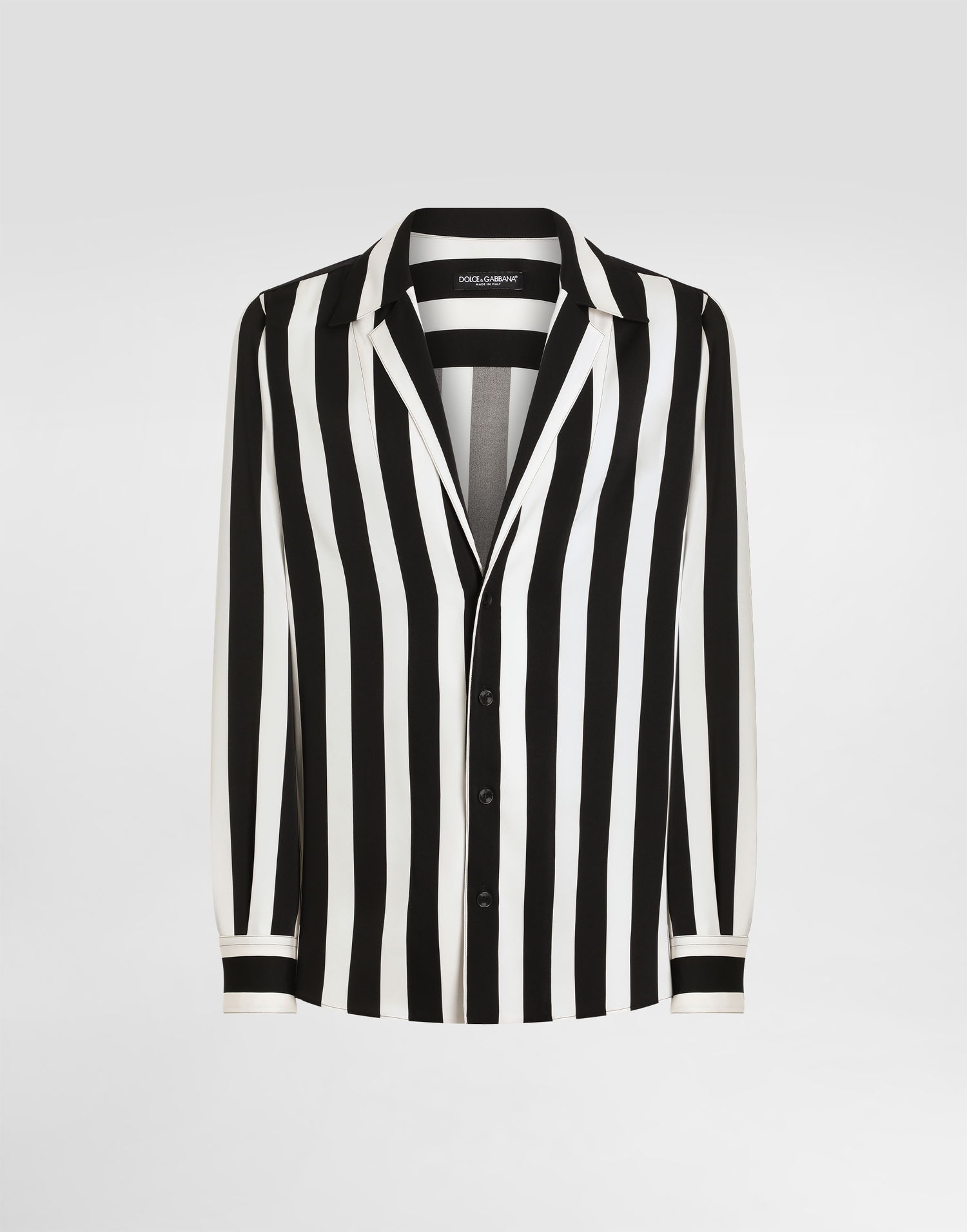 Košeľa Dolce & Gabbana Dolce & Gabbana Silk Charmeuse Long Sleeve Shirt Čierna | G5MX5TFSA5WHAXRN, 0