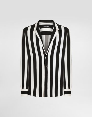 Košeľa Dolce & Gabbana Dolce & Gabbana Silk Charmeuse Long Sleeve Shirt Čierna | G5MX5TFSA5WHAXRN, 0