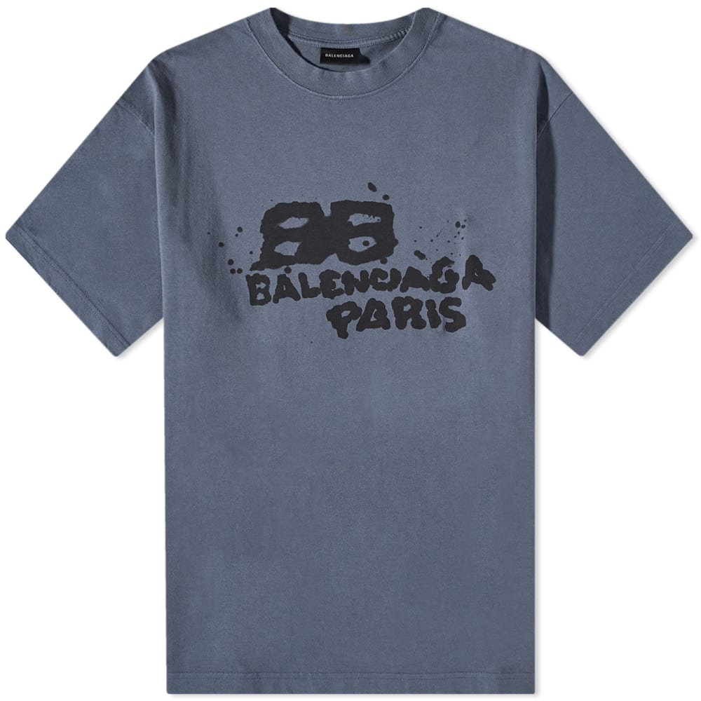 Tričko Balenciaga Dirty BB Paris Logo Tee Washed Modrá | 612966-TNVN4-4183, 0
