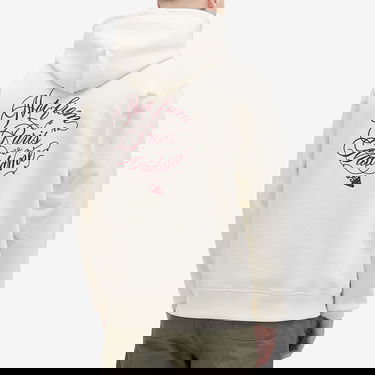 Mikina Drôle de Monsieur Caligraphy Print Relaxed-Fit Hoodie Biela | F-HO175-CO127-CM, 3