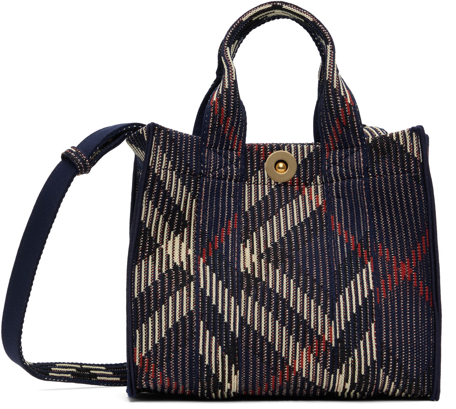 Tote bag Burberry Burberry Mini Check Knitted Tote Bag Modrá | 8103292, 0