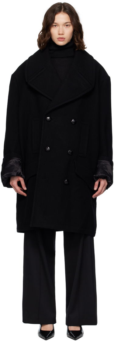 Kabáty Maison Margiela MM6 Maison Margiela Wool Felt Double-Breasted Coat Čierna | S52AA0195 M35469, 0