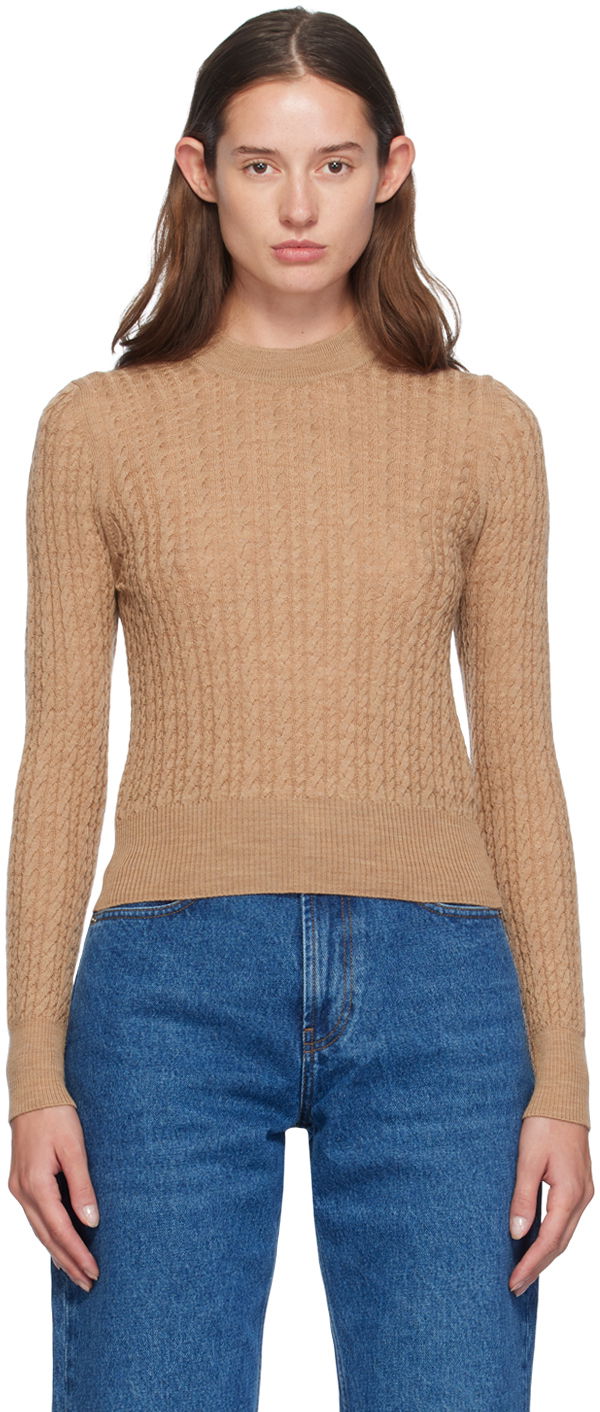 Sveter AMI Paris Beige Cable Knit Sweater Béžová | FKS013.KN0013, 0