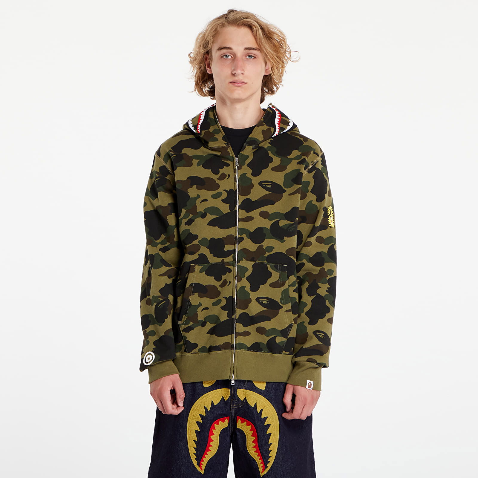 A BATHING APE 1St Camo 2Nd Shark Full Zip Hoodie Green