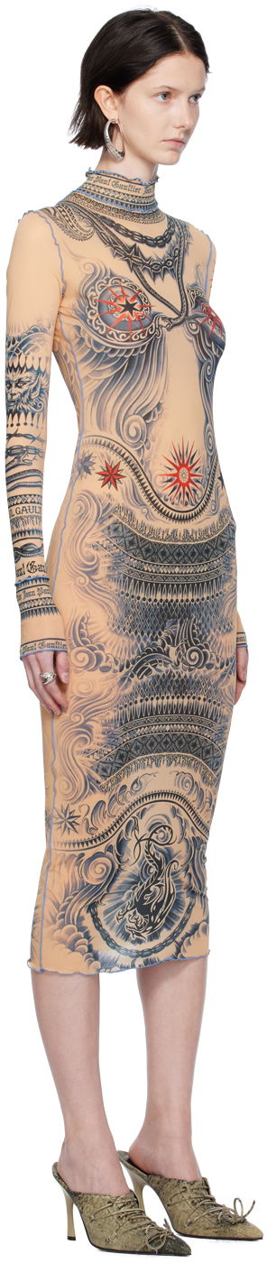 Gaultier Printed Mesh Midi Dress