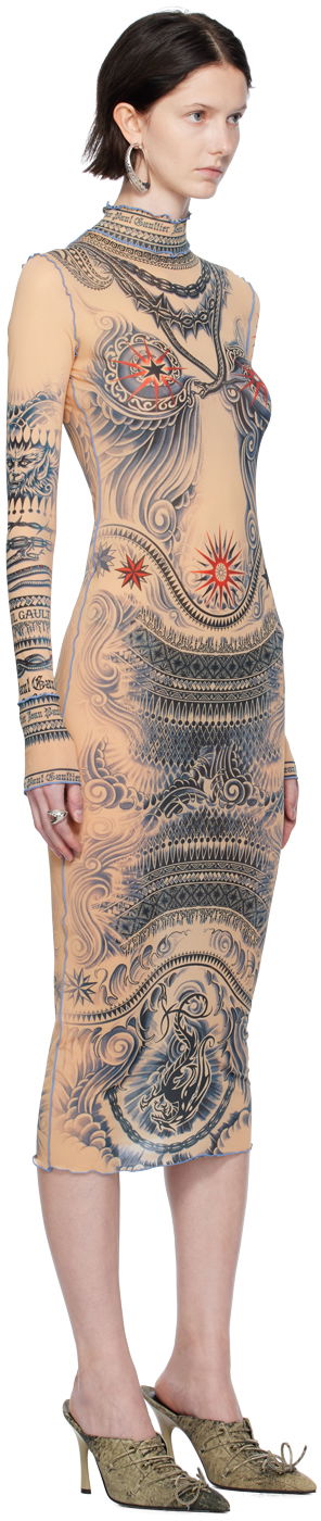 Šaty Jean Paul Gaultier Gaultier Printed Mesh Midi Dress Béžová | 23/15-F-RO074-J528-635030, 1