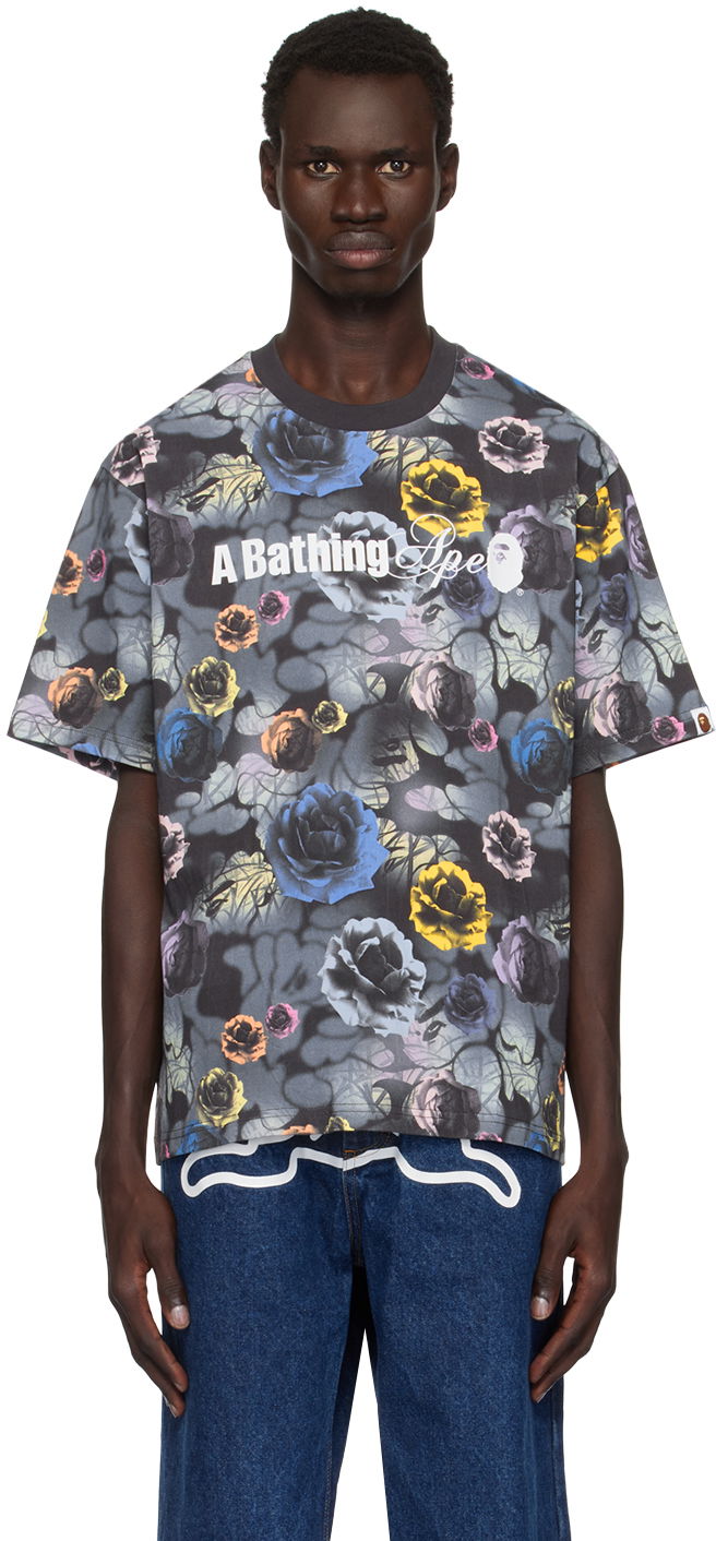 Tričko BAPE Floral Solid Camo Logo Relaxed Fit T-shirt Čierna | 001CSK801302M, 0