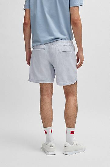 Šortky BOSS Vertical Stripe Cotton-Blend Shorts Šedá | 50534630, 1