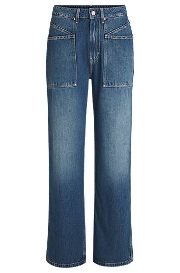 Džínsy BOSS Wide-Leg Fluid Denim Jeans Modrá | 50529919, 0