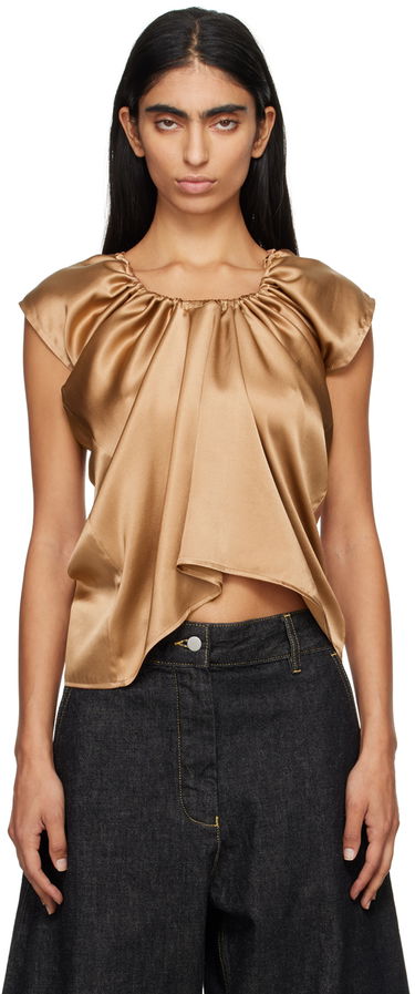 Tielko Baserange Silk Asymmetrical Blouse Hnedá | TOMAX-SS-WI24, 0