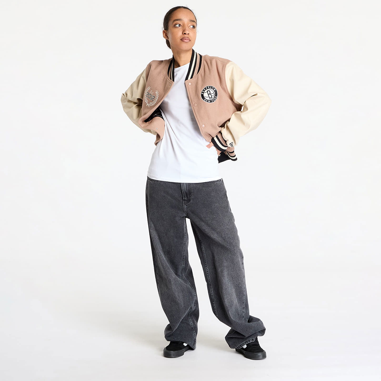 Lifestyle Beige Varsity Jacket