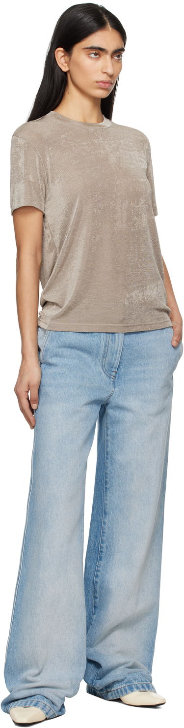 Tričko AMI AMI Paris Shiny Jersey Short Sleeve T-Shirt Béžová | FTS146.JE0110, 3