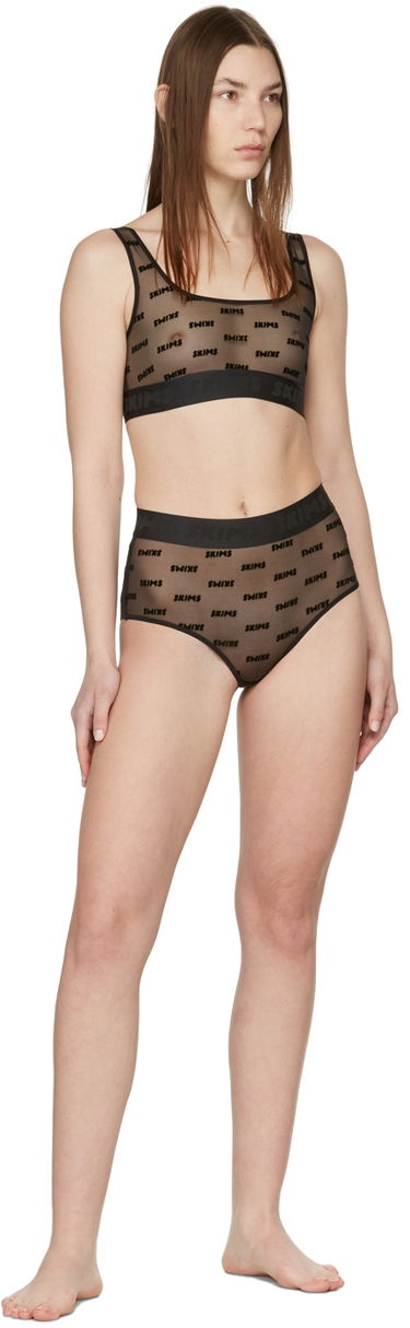 Podprsenka SKIMS After Hours Logo-Jacquard Mesh Bra Čierna | BR-SCN-1312, 3