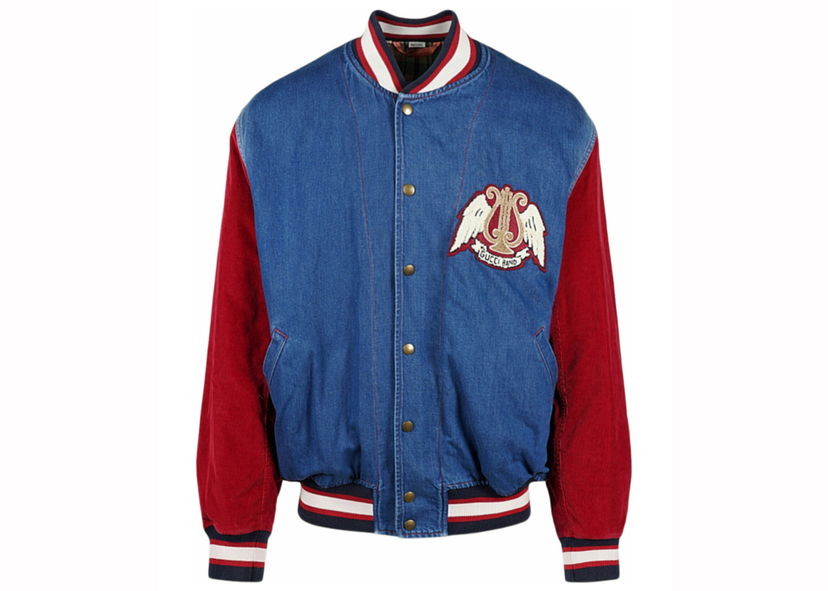 Bomber bunda Gucci Denim Bomber Jacket Red/Blue Modrá | 569748-XDAMF-4034