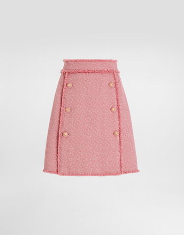 Sukňa Dolce & Gabbana Dolce & Gabbana Raschel Tweed Skirt with DG Logo Buttons Ružová | F4C03TGDCYKF0473, 0