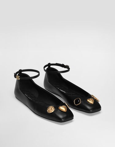 Doplnky Dolce & Gabbana Dolce & Gabbana Leather Ballet Flats with Embroidered Detail Čierna | CB0269AO03380999, 1