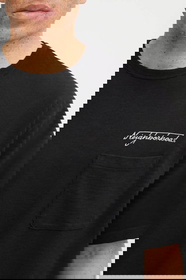 Tričko Neighborhood NEIGHBORHOOD HEATHER FABRIC Script Logo Pocket T-Shirt Čierna | 252UWNH.CSM10, 3