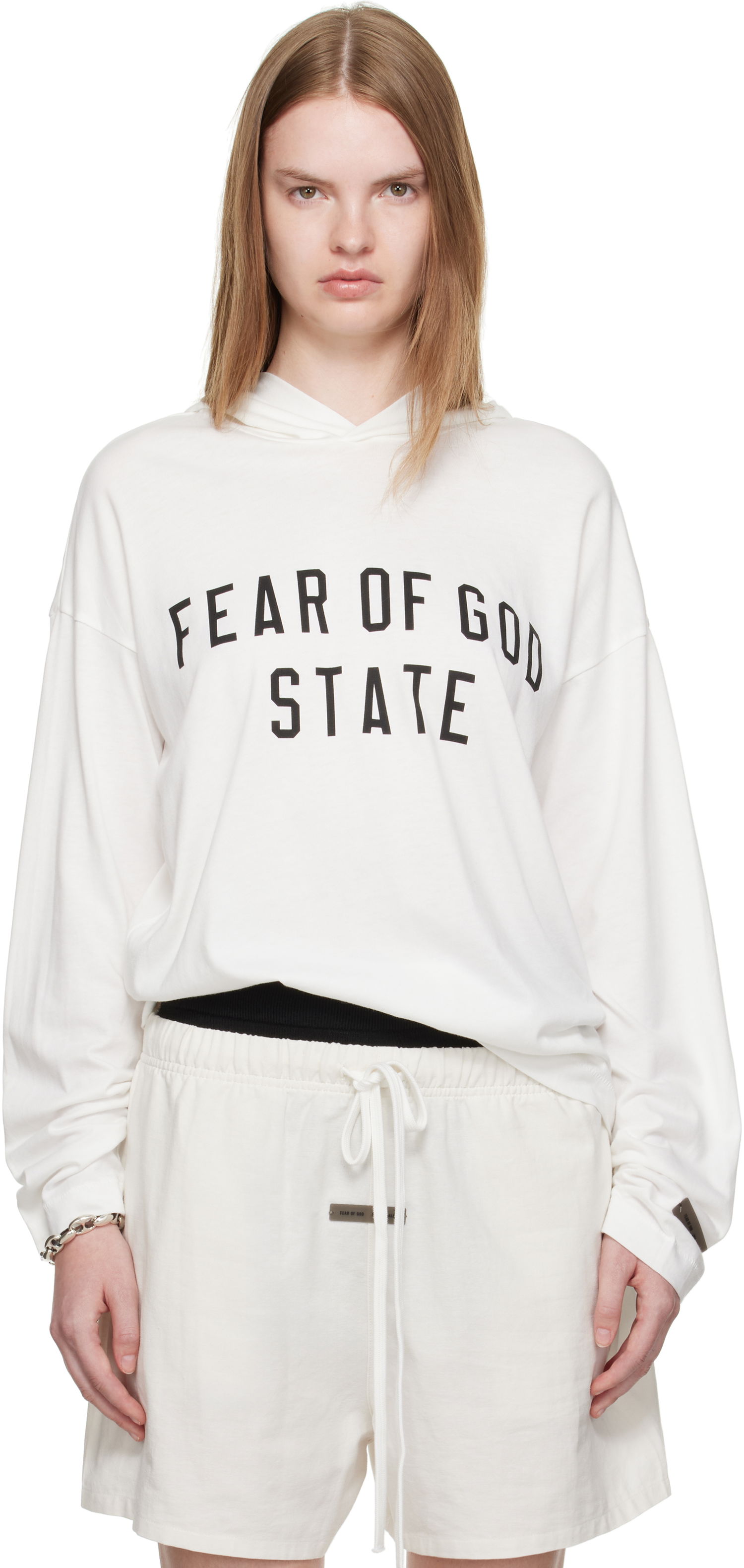 Mikina Fear of God Fear of God ESSENTIALS Long Sleeve Hoodie Biela | 125SP257174FW, 0