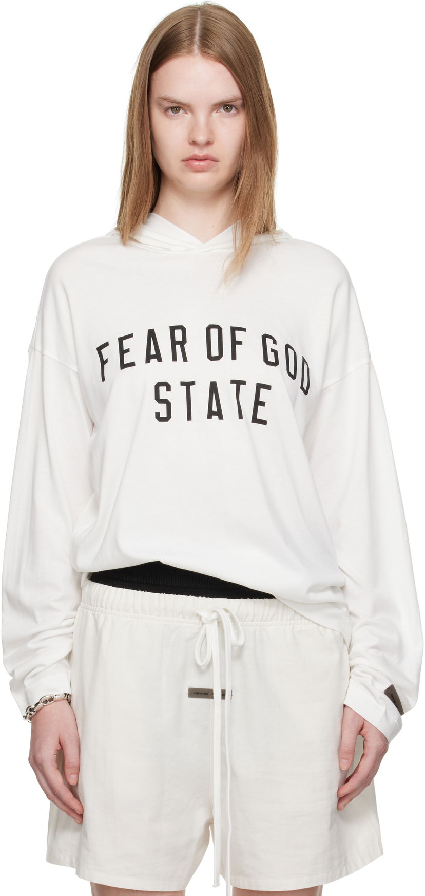 Mikina Fear of God Fear of God ESSENTIALS Long Sleeve Hoodie Biela | 125SP257174FW