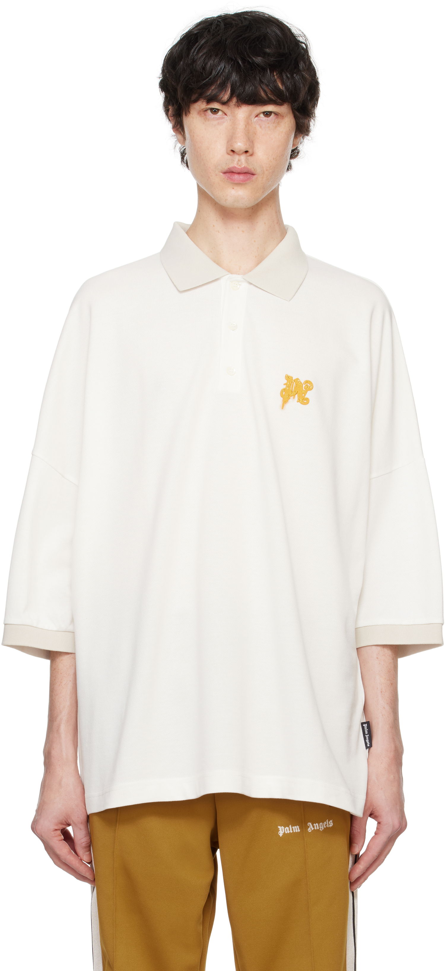 Polo tričko Palm Angels Angel Pencil Polo Shirt Biela | PMGB026F24FAB0030322, 0