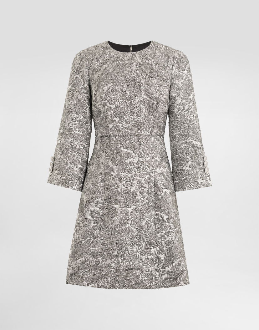 Šaty Dolce & Gabbana Dolce & Gabbana Floral Lamé Jacquard Dress 40 Metalická | F6TZIZFJZALS0998