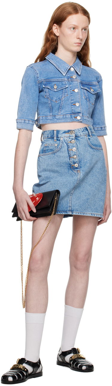 Sukňa Moschino Button-Fly Denim Miniskirt Modrá | 0105 8236, 3