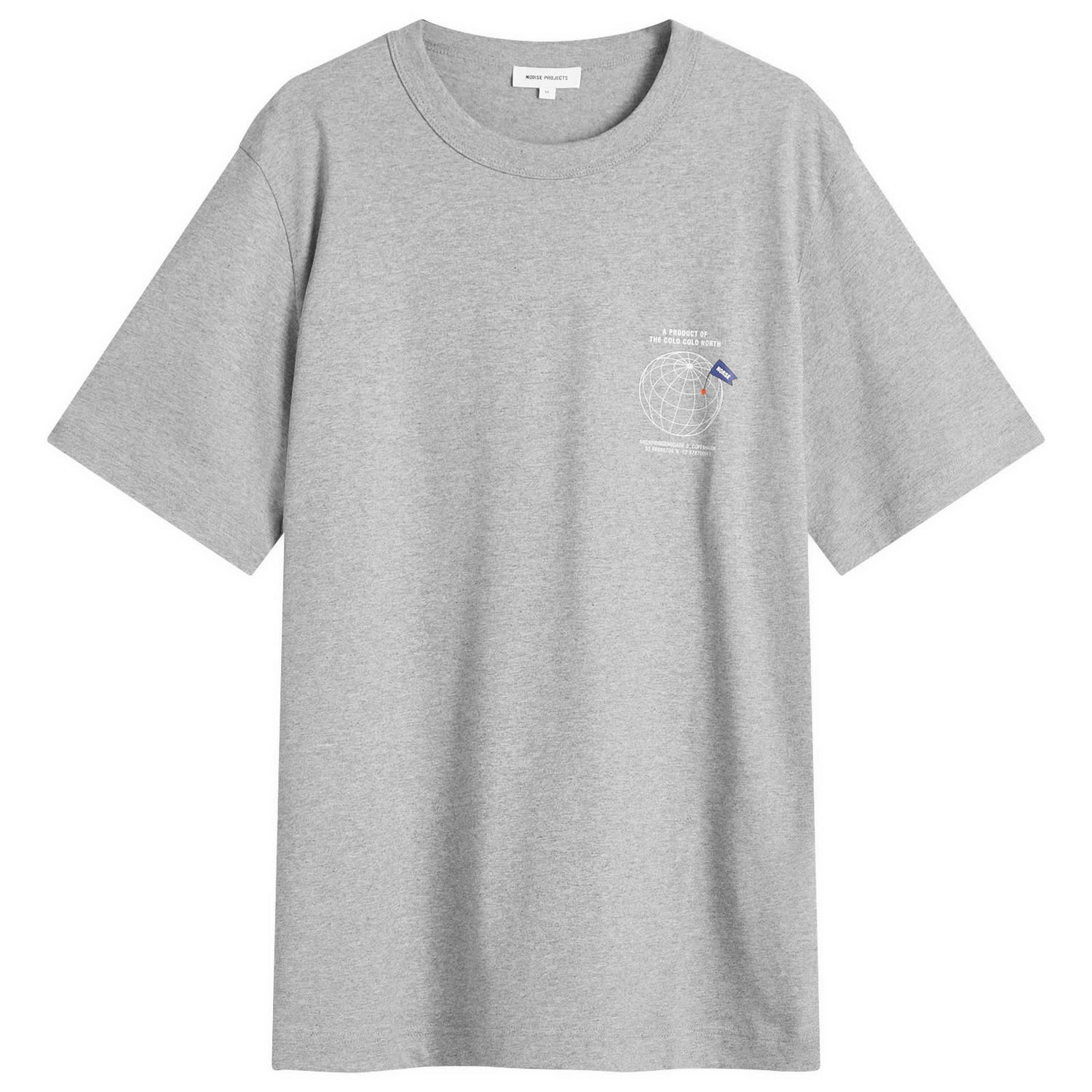 Tričko NORSE PROJECTS Norse Projects Holger Globe Print T-Shirt, Size Large Šedá | N01-0682-1500, 1