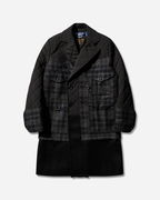 Paneled Double-Breasted Quilted Check Coat