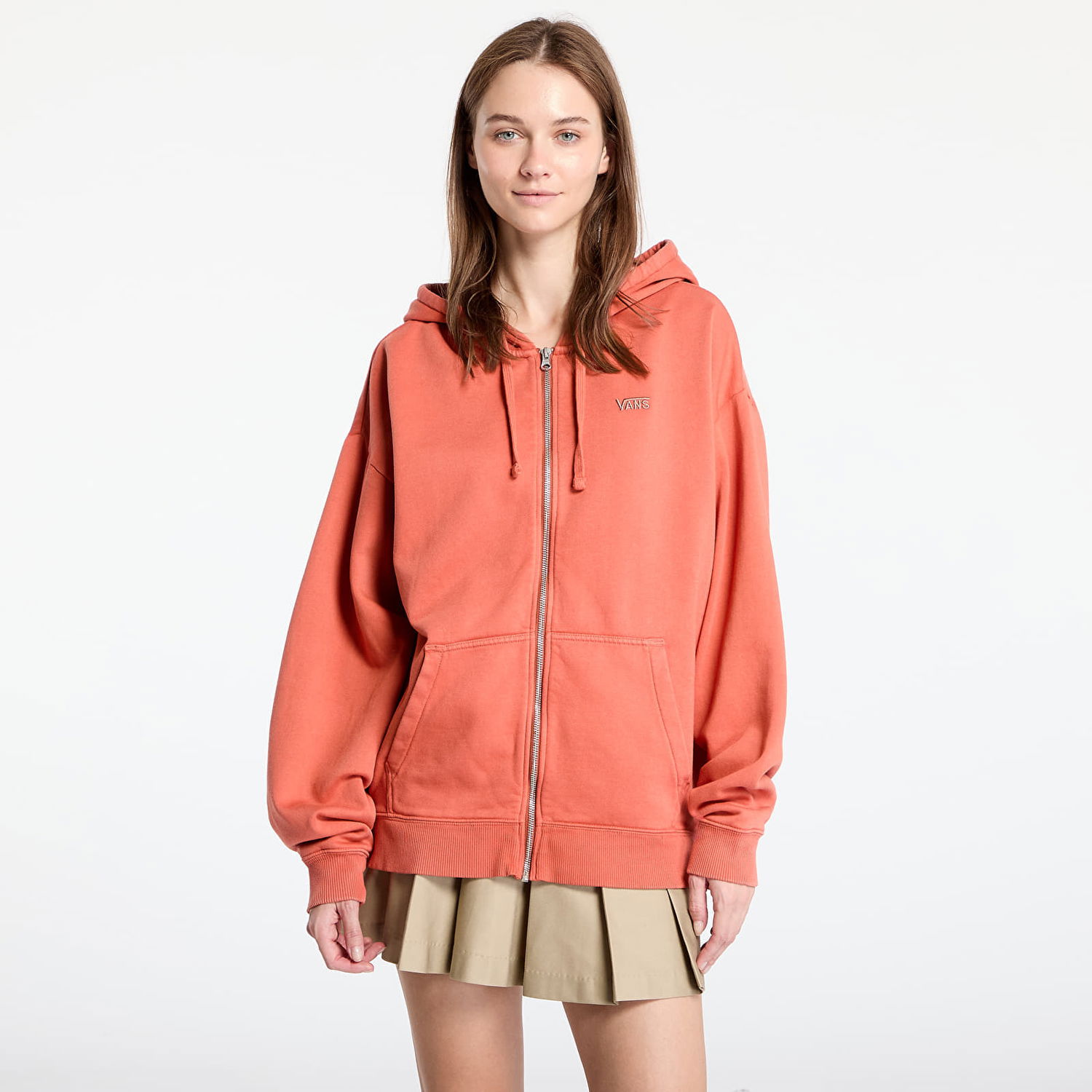 Mikina Vans Everyday Oversized Zip Hoodie Auburn Oranžová | VN000GGBC9J1, 0