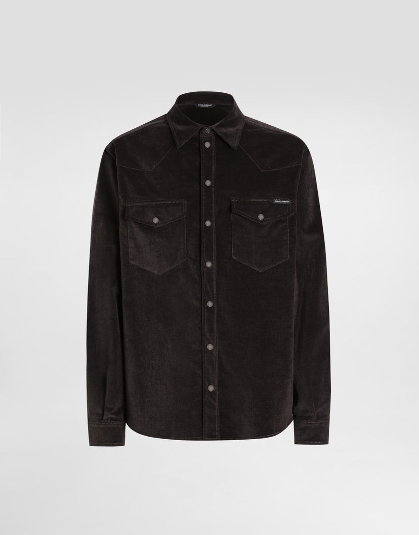 Košeľa Dolce & Gabbana Dolce & Gabbana Fine-wale Corduroy Shirt Hnedá | G5MA1TGJ589N4032