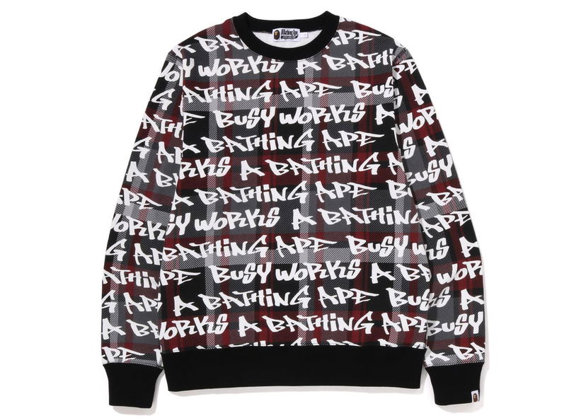 Mikina BAPE BAPE Graffiti Check Crewneck Black Čierna | 1I80-113-007