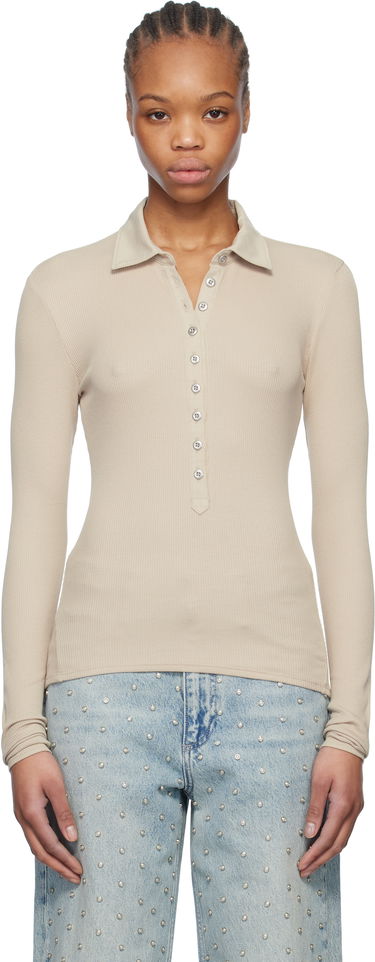 Polo tričko rag & bone rag & bone Essential Rib Button Polo Béžová | WCC24HP021CA21, 0