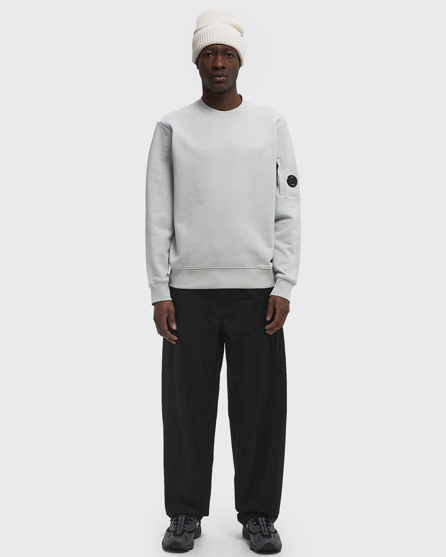 Mikina C.P. Company C.P. Company Diagonal Raised Fleece Crew Neck Lens Sweatshirt Šedá | 18CMSS023A005086W-800, 1