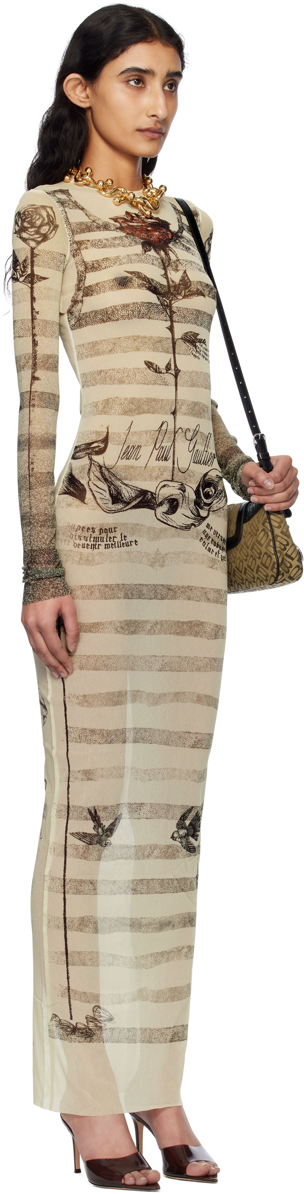 Šaty Jean Paul Gaultier Jean Paul Gaultier Tattoo Marinière Maxi Dress Béžová | 25/34-F-RO396-T585-030030, 1