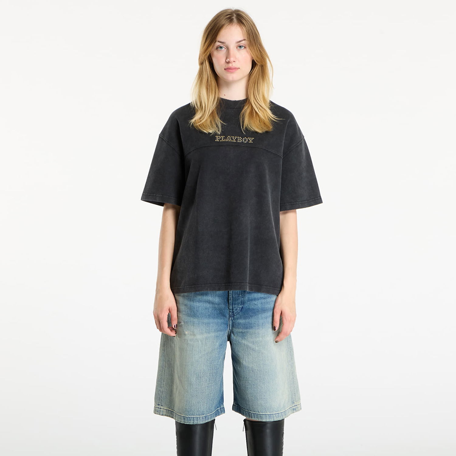 Tričko Footshop Playboy x FTSHP Washed Tee UNISEX Washed Black Čierna | FTSHP_505, 1