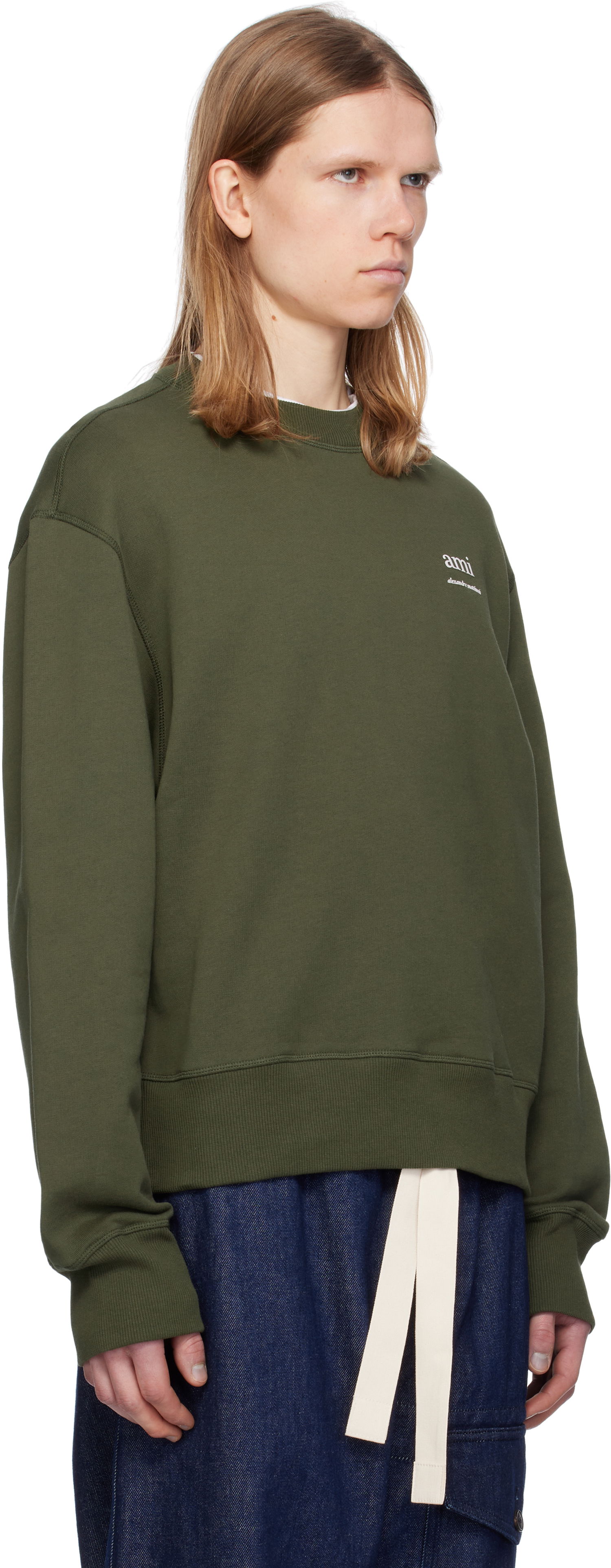 Sveter AMI AMI Paris Cotton Sweatshirt Zelené | HSW048.JE0120, 1