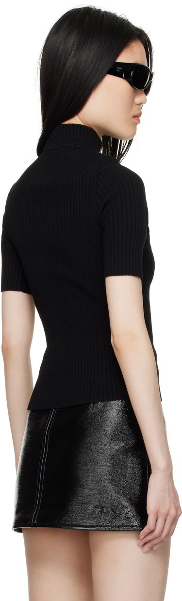 Tričko Courrèges Short Sleeve Knit Jumper Čierna | PERMPU026FI0001-9999, 4