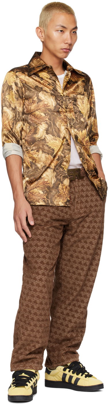 Košeľa ERL ERL Printed Satin Shirt Hnedá | ERL05B004, 4