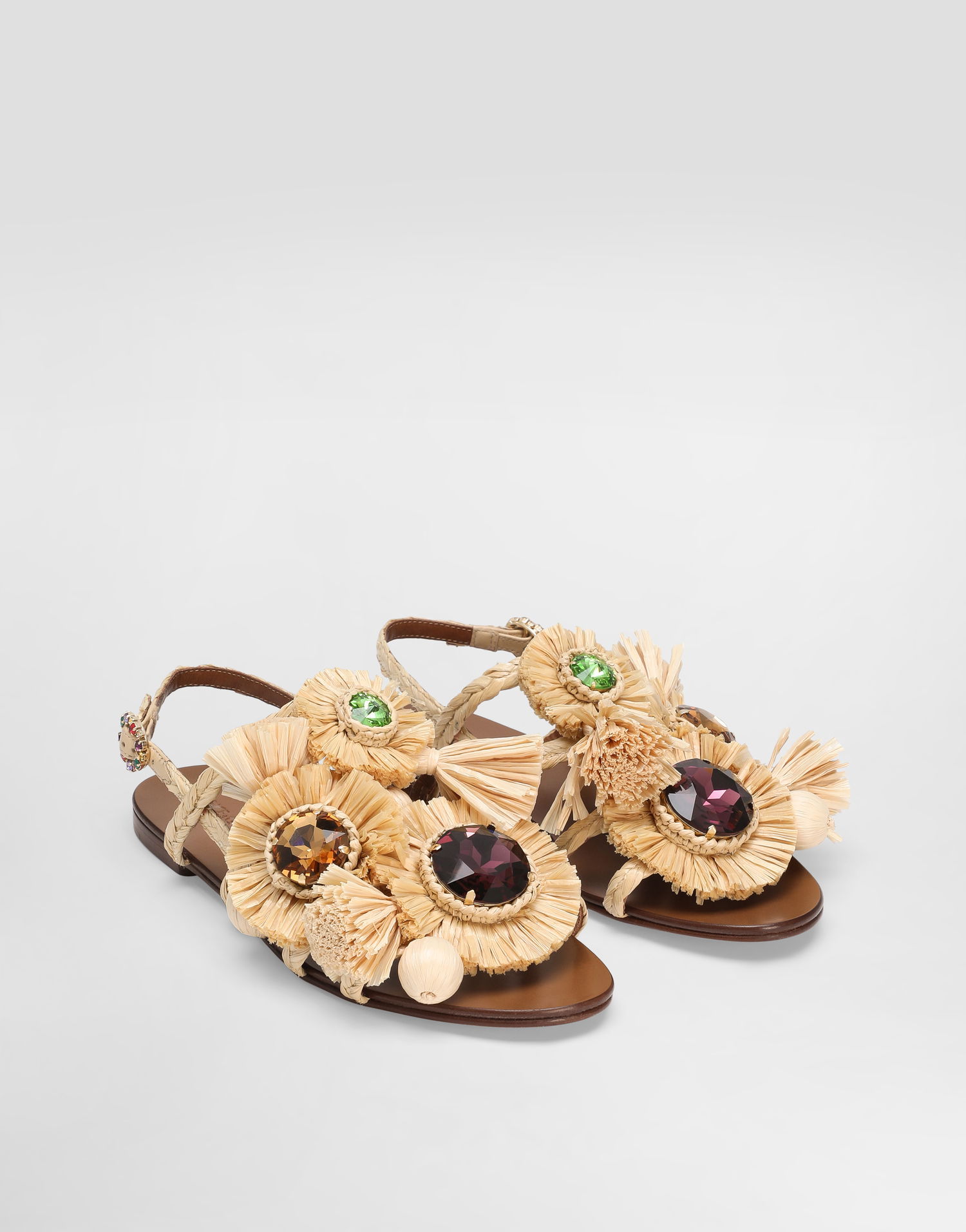 Doplnky Dolce & Gabbana Dolce & Gabbana Braided Rafia Embellished Sandals Béžová | CQ0644AM4618B139, 1