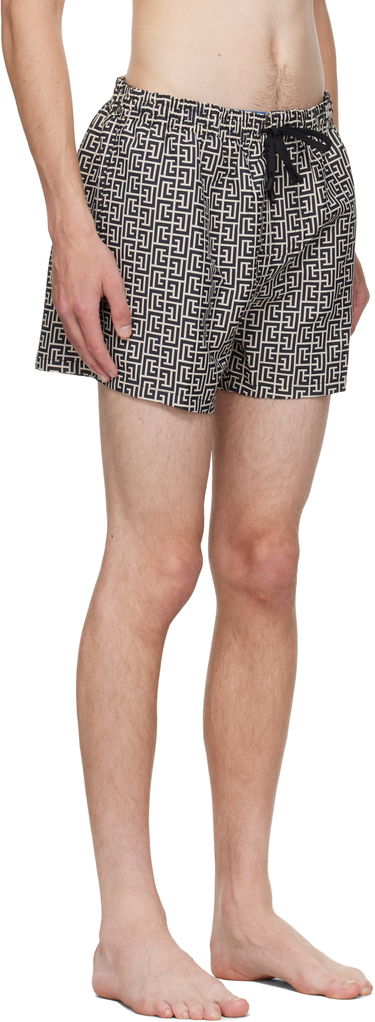 Plavky Balmain Balmain Monogram Swim Shorts Béžová | BWB641500, 1