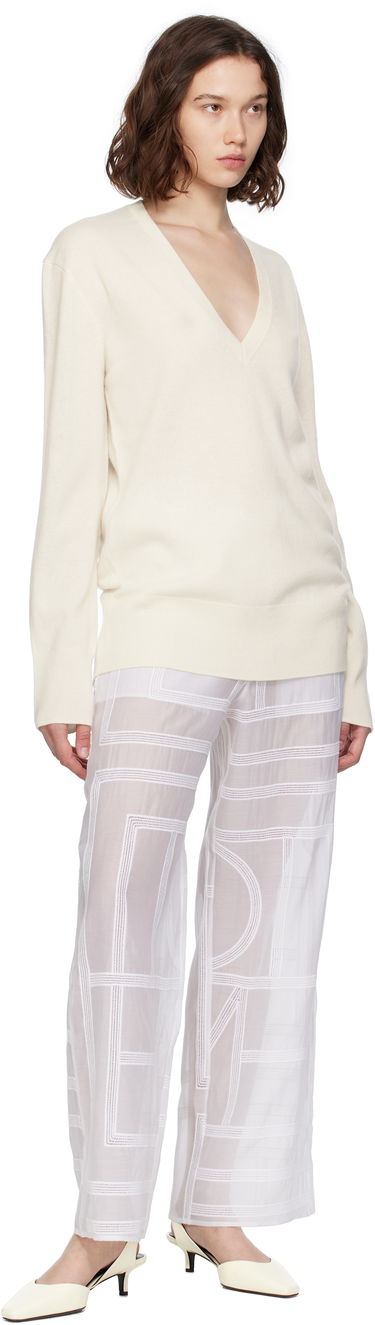 Sveter TOTEME TOTEME Cashmere V-Neck Knit Sweater Biela | 252-WRT0521-YA0016, 3