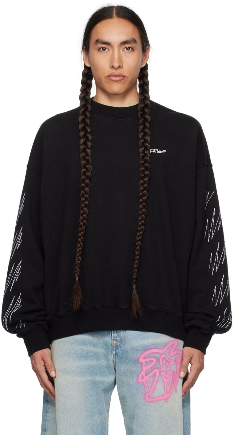 Mikina Off-White Black Stitch Diag Sweatshirt Čierna | OMBA054F23FLE0181001, 0