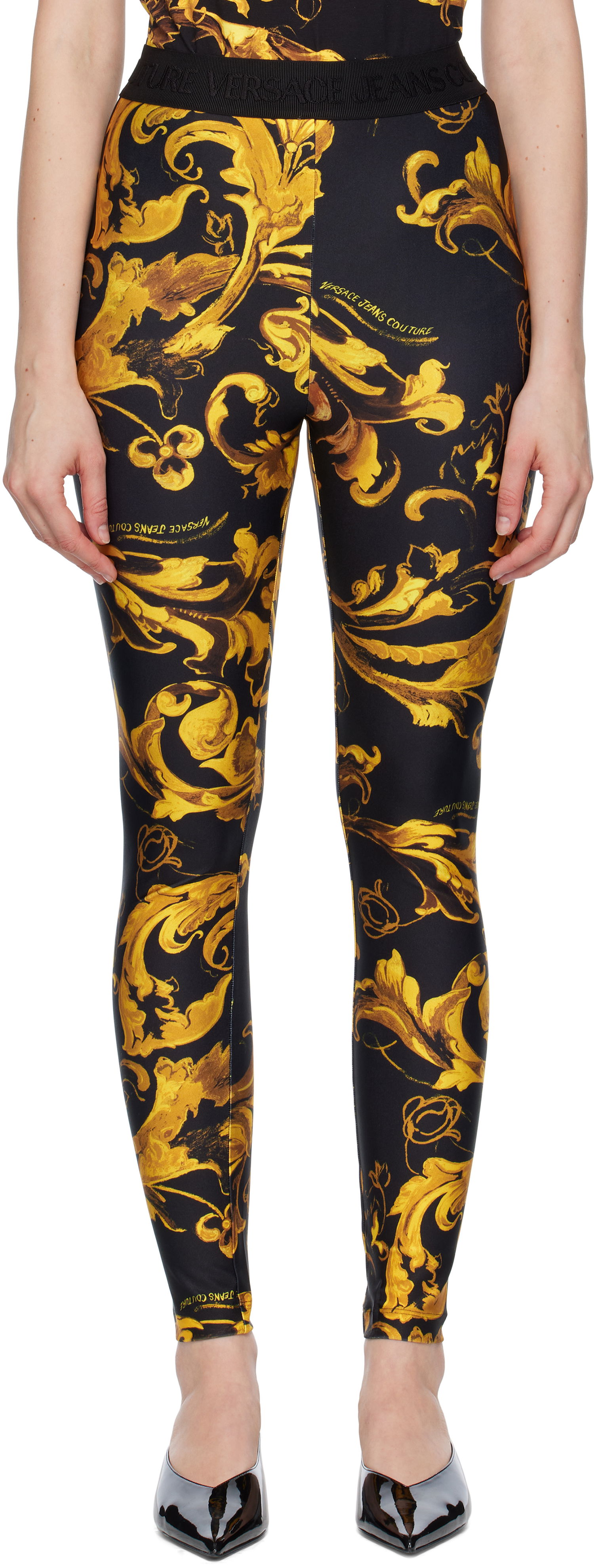 Legíny Versace Versace Jeans Couture Barocco Lycra Leggings Čierna | E79HAC101_EJS501, 0