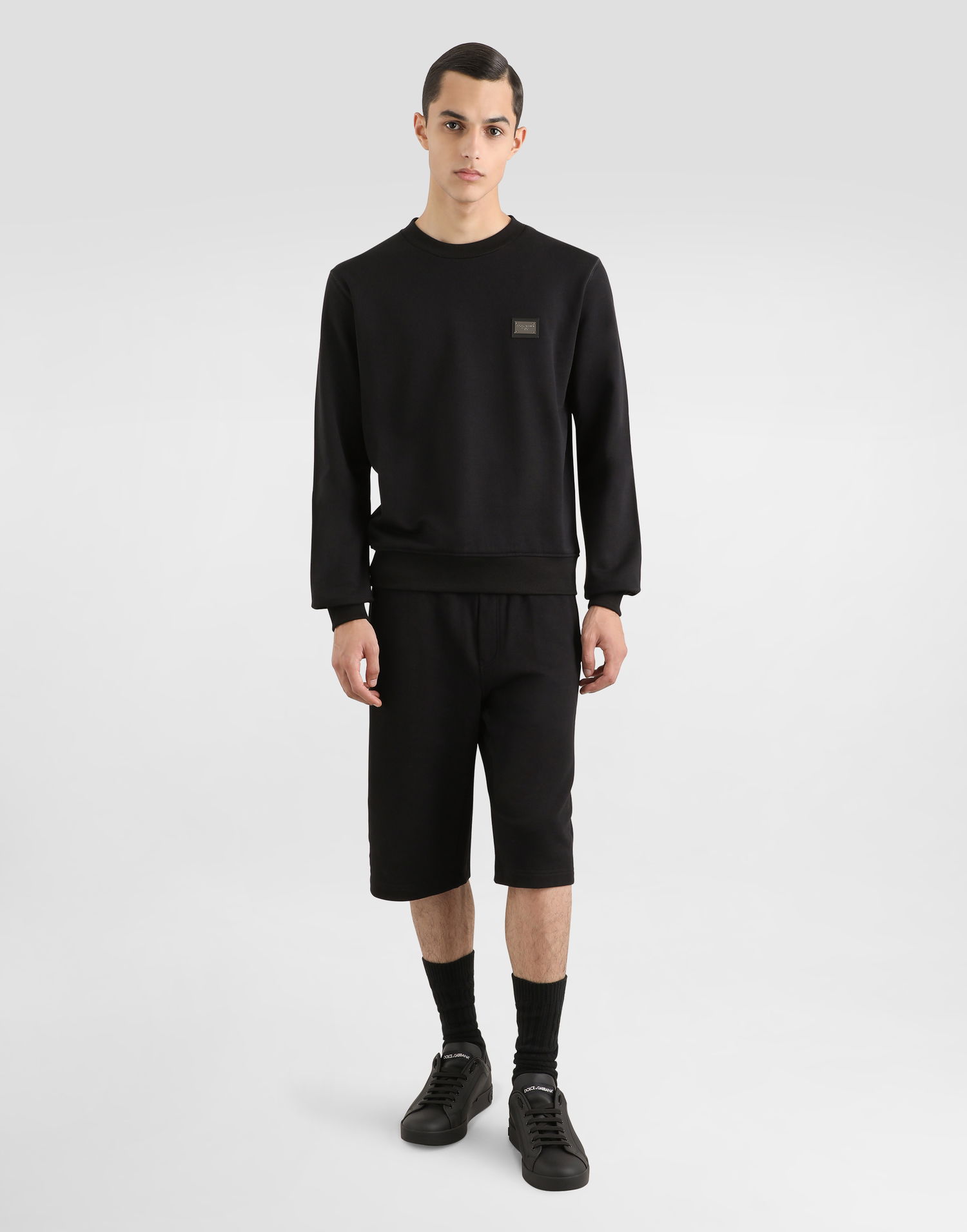 Šortky Dolce & Gabbana Dolce & Gabbana Jersey Jogging Shorts With Logo Tag Čierna | GVB7HTG7F2GN0000, 1